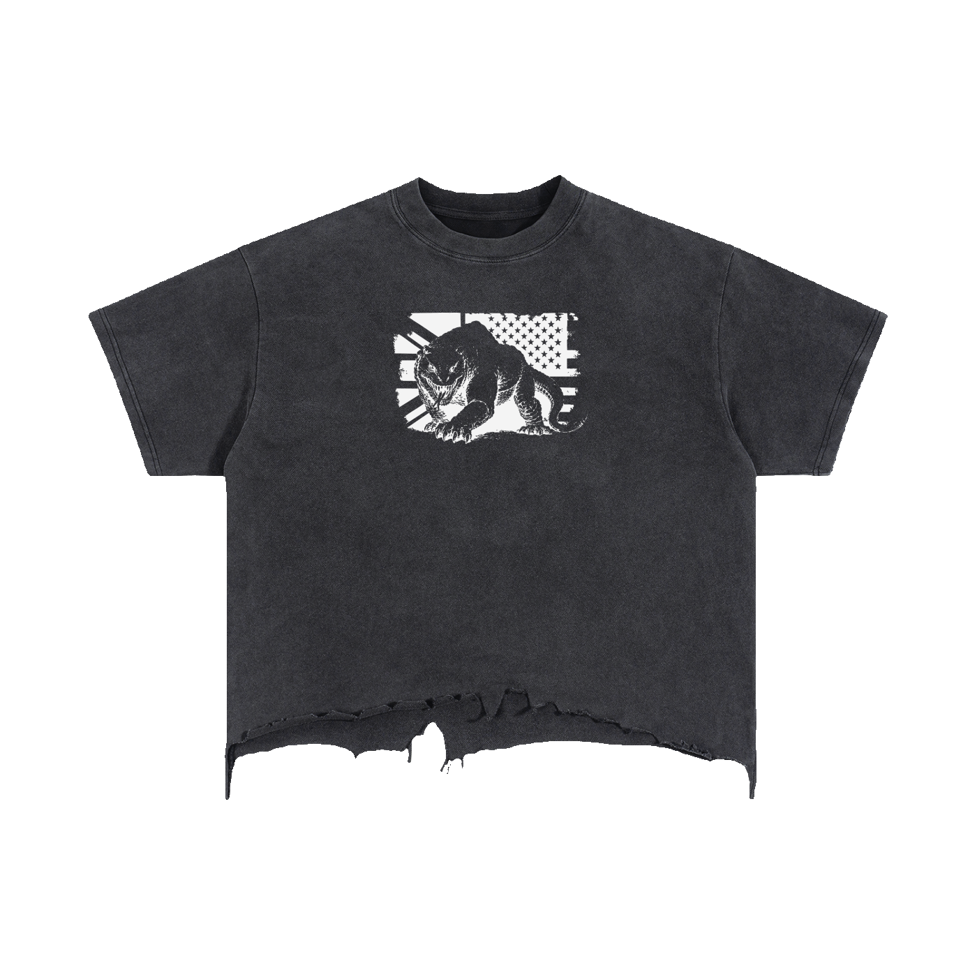 Wild Beast Vintage Wash Boxy Distressed Hem T-Shirt